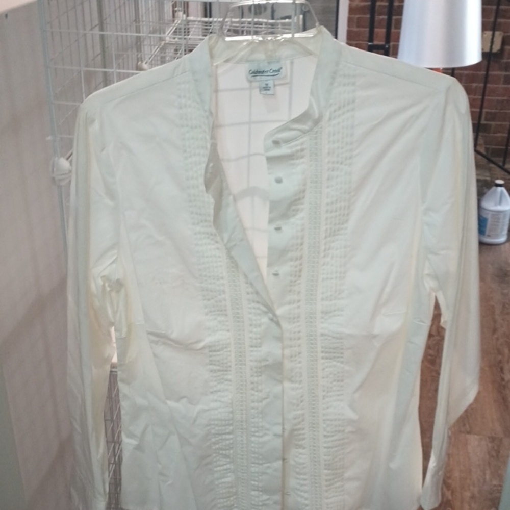 Coldwater Creek Cream Textured Blouse